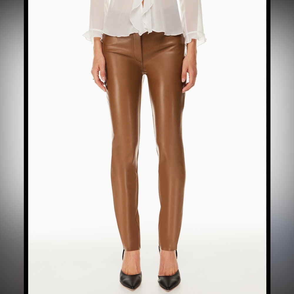 Wilfred Free / Aritzia Brown Faux Leather Skinny Pants